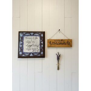 Set Of 2 Decorative Wall Signs "Because Of You" & "Happiness Is Homemade" Wooden